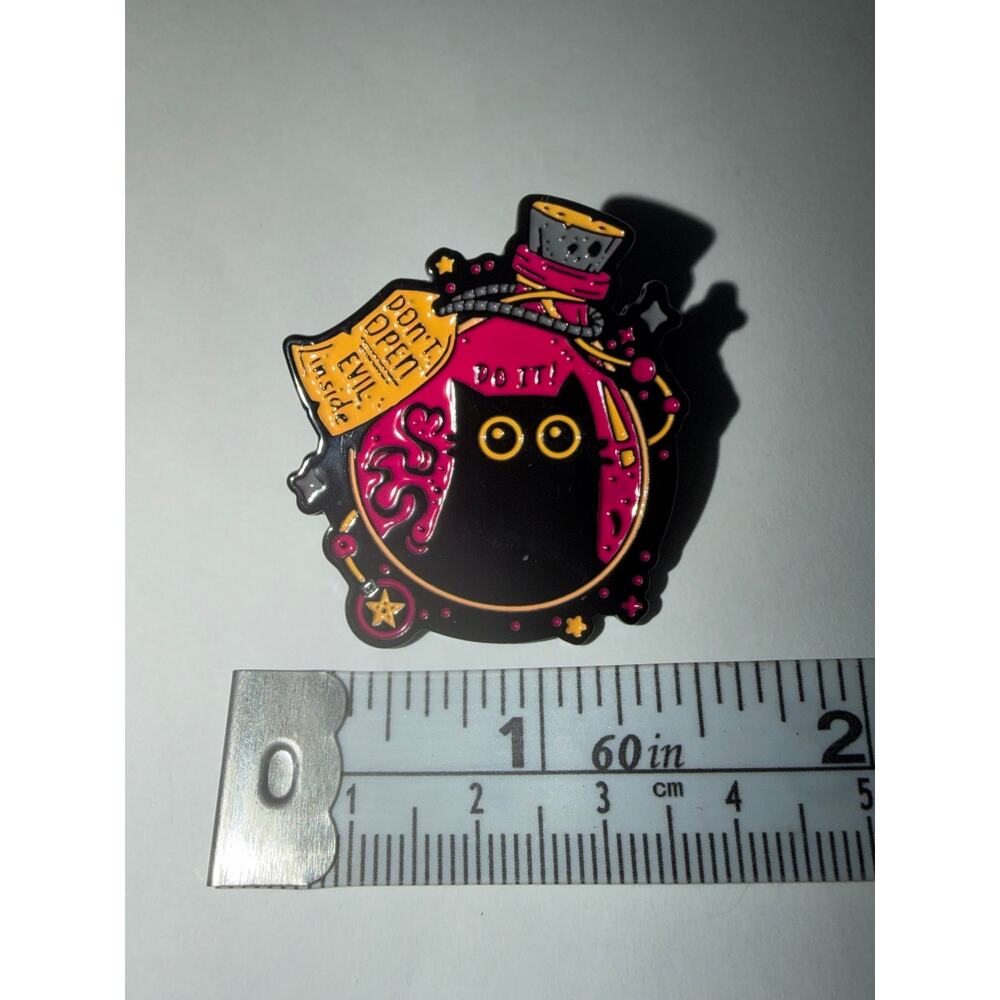 Don’t Open Evil Inside Cat in Jar Pin Brooch